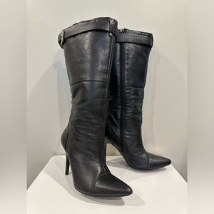 Black Andrea Leather High Heel Boots